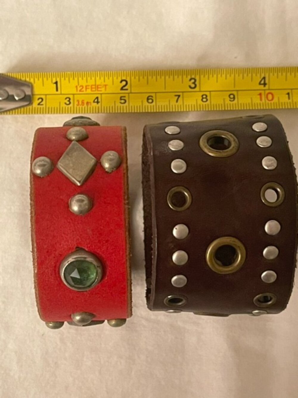 Pair of Western Biker leather Bracelets wrist band with studs